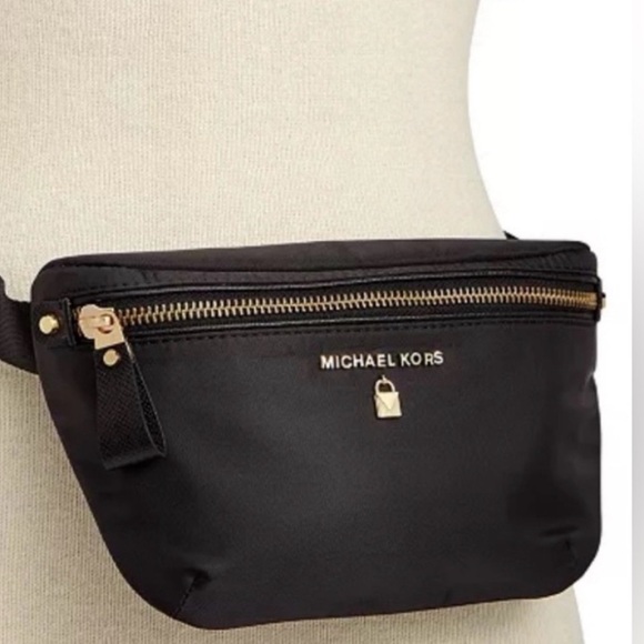 Michael Kors Black Belt Bag with Gold Accents - Picture 4 of 5